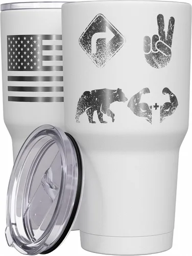 Miniatura 19 de We The People Holsters - Momma Bear - Vaso de café - Taza de viaje de café con bandera americana - Vaso grabado - Vaso termo doble - 30 onzas
