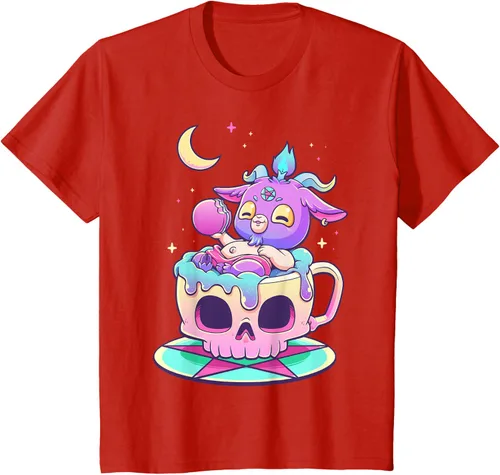 Miniatura 57 de Kawaii Pastel Goth Cute espeluznante Pentáculo Baphomet - Camiseta de cabra, Negro