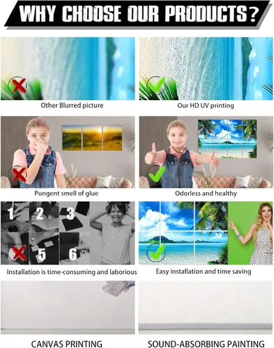 Miniatura 2 de YPY Paneles acústicos decorativos insonorizados: arte de pared absorbente de sonido, paneles de pared con cancelación de ruido, tratamientos Playa