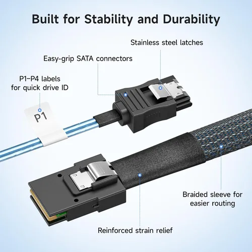 Miniatura 4 de Cable Matters Cable interno Mini SAS a SATA de 3,3 pies (SFF-8087 a SATA Forward Breakout)