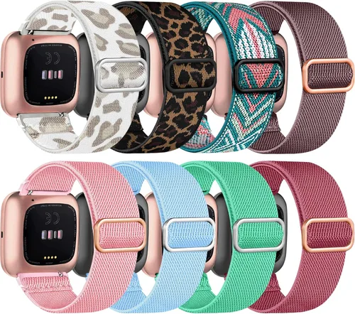 Miniatura 17 de Pack de 6 bandas de nailon compatibles con Fitbit Versa, banda de reemplazo suave, elástica, ajustable y elegante, adecuada para hombres y mujeres