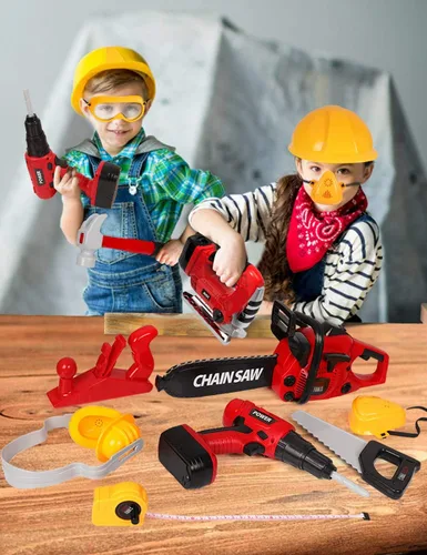 Miniatura 2 de Juego de herramientas para niños con taladro eléctrico de juguete para Halloween, motosierra de Halloween, herramientas de juguete realistas