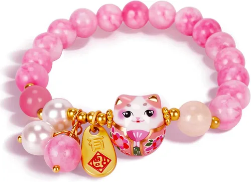 Miniatura 11 de Pulsera de gato de la suerte Feng Shui, joyería de buena suerte para mujer, protección de riqueza y fortuna, pulseras de cristal de piedras