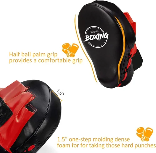 Miniatura 3 de Valleycomfy - Manoplas de boxeo curvadas de piel sintética para entrenamiento Rojo