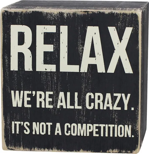 ARTGIFTHOU Letrero vintage de madera envejecida para decoración de pared del hogar, mesa, estante, oficina, decoración artística, «Relax We're All