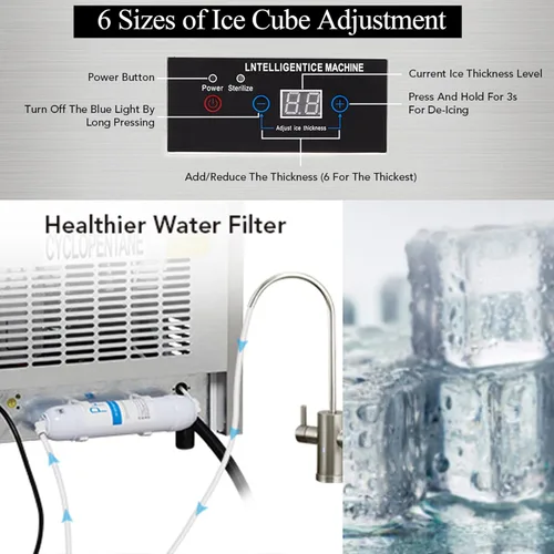 Miniatura 5 de Máquina para hacer hielo, 80 libras/24 horas, capacidad de hielo de encimera, contenedor de hielo de 30 libras, 32 cubitos de hielo/ciclo, máquina