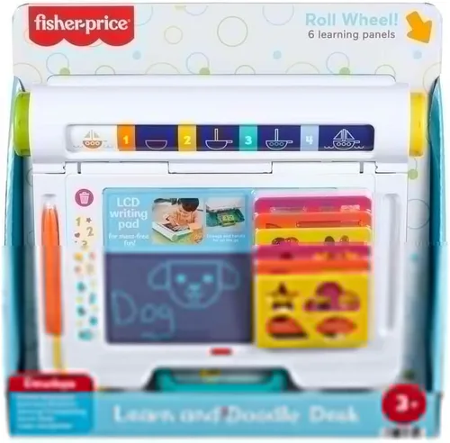 Miniatura 5 de Fisher-Price Juguete Preescolar Mesa de Aprender y Garabatear, Tableta de Escritura y Dibujo Sin Desorden con Pantalla LCD para Viajes, Juego