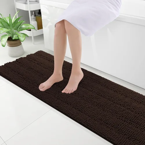 Miniatura 158 de Grandaily Alfombras de baño de felpilla a rayas de 24 x 16 pulgadas, extra gruesas y suaves, absorbentes, parte trasera de goma, alfombra de ducha