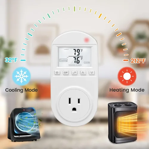 Miniatura 3 de briidea - Toma de temperatura controlada, salida de termostato compatible con aire acondicionado de ventana, calentadores de espacio, ventiladores
