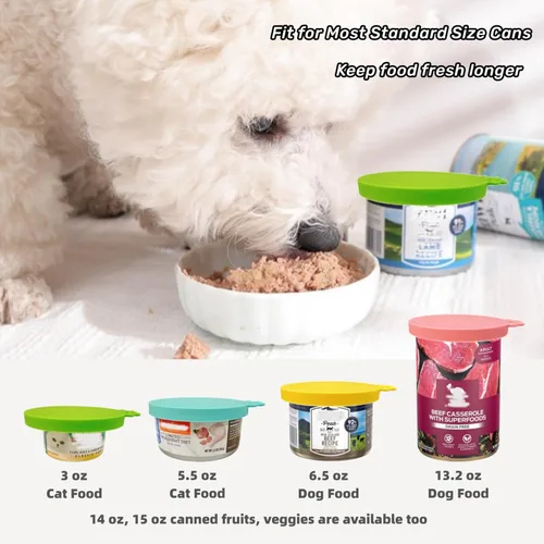 Miniatura 5 de Tapas de silicona para latas de comida para gatos/perros, 3 tamaños universales para latas de comida para mascotas de 3 onzas, 5.5 onzas, 6.5 onzas