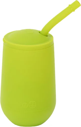 Miniatura 9 de ezpz Happy Cup + sistema de popote (azul) - 24 meses + - Taza 100% de silicona + popote para niños mayores + preescolares - Diseñado por un