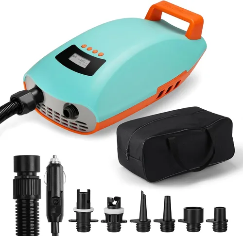 Miniatura 7 de Swonder Seawolf Bomba de tabla de remo, 30% más rápida, bomba de aire eléctrica SUP de 20 PSI con doble cilindro, doble etapa y sistema