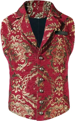 Miniatura 2 de Premium Mens Victorian Waistcoat Steampunk Jacquard Brocade Suit Vest Renaissance Gothic Outerwear
