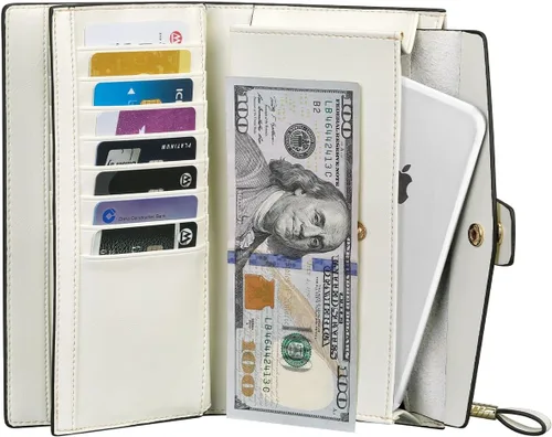 Miniatura 51 de Itslife - Cartera de piel sintética encerada para mujer con bloqueo de identificación de radio frecuencia (RFID), de gran capacidad, encerada