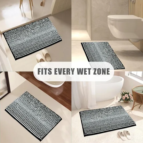 Miniatura 7 de HDFK Alfombra de baño y alfombra de baño – Alfombra de ducha de felpilla extra grande, de secado rápido, antideslizante, con base adhesiva