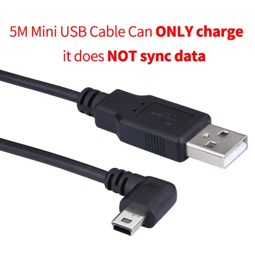 Miniatura 3 de Cable USB 2.0 extra largo de 16.4 ft a mini USB de 90 grados de ángulo izquierdo Cable de carga con 5 clips de cableado para Garmin Nuvi GPS Dash
