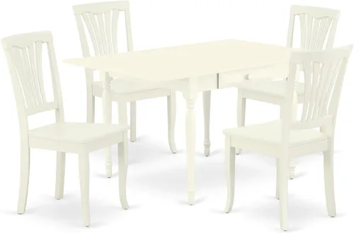 Miniatura 15 de East West Furniture MZAV3-BCH-W - Juego de comedor de 3 piezas para espacios pequeños que contiene una mesa de comedor rectangular con gotas y 2