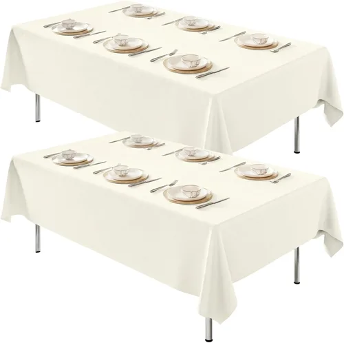 Miniatura 33 de Fixwal Paquete de 2 manteles rectangulares negros de 60 x 102 pulgadas, reutilizables, resistentes, lavables, para mesas de 6 pies, bodas, fiestas