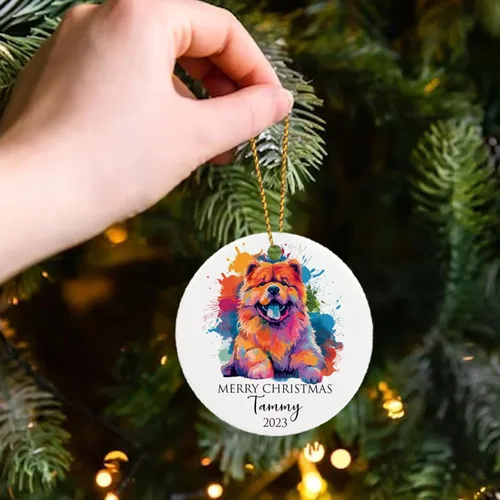 Miniatura 5 de Adorno personalizado de Chow Chow Chow de Navidad 2025, regalo de adorno de árbol de Navidad para amantes de los perros, adorno único de Navidad