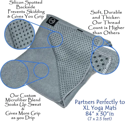 Miniatura 3 de Tatago Toalla para Esterilla de Yoga Caliente Antideslizante para Yoga Caliente (Esterillas de 72-84 pulgadas) Nuestra Toalla de Yoga Caliente Nube