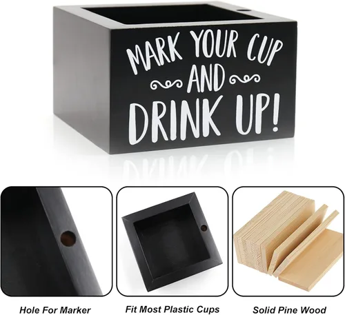 Miniatura 3 de Dispensador de tazas de madera para fiesta con organizador y portavasos para decoración moderna del hogar de granja, suministros para fiestas