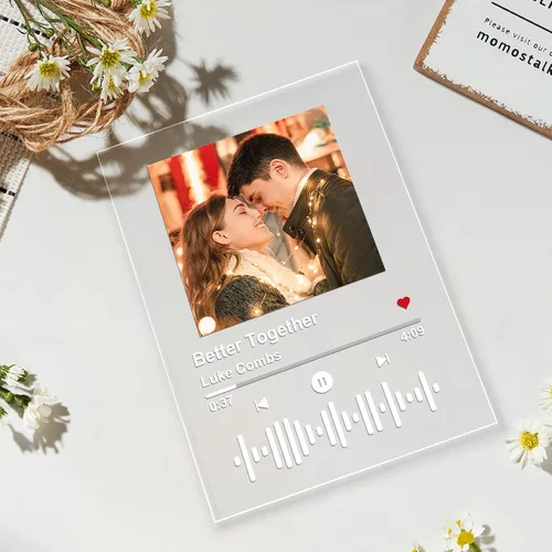 Miniatura 5 de Canción acrílica personalizada con foto, placa de música transparente personalizada, cubierta de álbum de fotos personalizada, luz nocturna