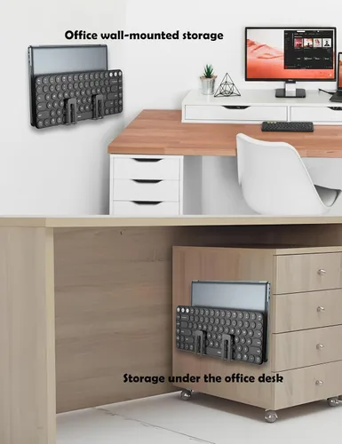 Miniatura 5 de Soporte de pared multifuncional para portátil y teclado, soporte de caja de cable para router/módem/caja de TV/tableta/libro electrónico/teléfono