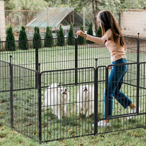 Miniatura 6 de Corralito portátil para perros, valla de ejercicio de metal resistente para mascotas, corral para interiores y exteriores, corral para mascotas