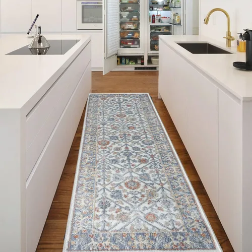Fashionwu Alfombra de baño con diseño floral para pasillo, alfombra moderna envejecida para sala de estar, alfombra turca, alfombra estética para
