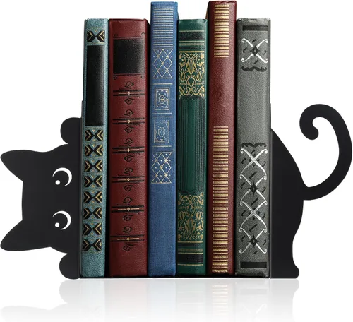 Miniatura 11 de Geelin Juego de 2 sujetalibros de metal con diseño de murciélago gótico para estantes, estantería, oficina en casa, escritorio, decoración