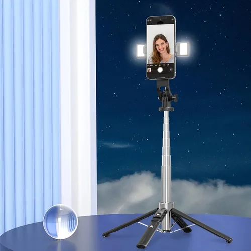Miniatura 7 de MYBAT PRO - Trípode para selfie stick con control remoto, 4 en 1 extensible portátil Bluetooth Selfie Stick con luces y trípode para teléfono