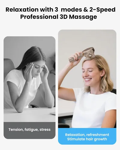 Miniatura 5 de COMFIER Masajeador de mano para el cuero cabelludo para el crecimiento del cabello, masajeador de cabeza inalámbrico, 3 modos y 8 garras
