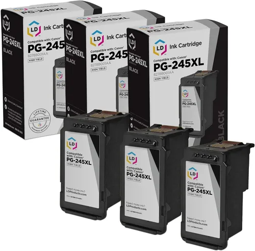 LD©, cartuchos de tinta remanufacturados, Canon PG245XL/CL246XL HY: negro 8278B001AA y color 8280B001AA, Paquete de 3 - HY Negro