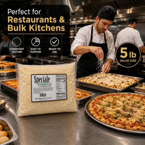 Miniatura 3 de Speciale Queso parmesano rallado de estilo italiano, bolsa a granel de 5 libras, queso rallado fino de primera calidad para pasta, pizza, sopas