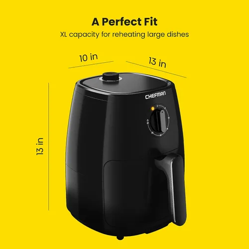 Miniatura 7 de Chefman TurboFry - Freidora de aire de 2 cuartos de galón, cesta y bandeja apta para lavavajillas, utiliza poco o ningún aceite para alimentos Negro