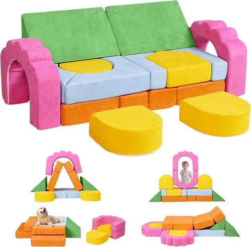 Juego de bloques modulares de escalada de espuma de 13 piezas para niños pequeños, estructura floral suave para juegos de gatear y escalar en