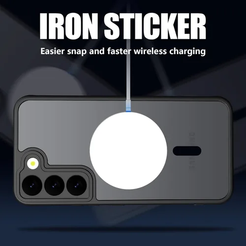 Miniatura 3 de Funda magnética para Samsung Galaxy S22, compatible con MagSafe, probada en caídas de grado militar, delgada, translúcida, mate, transparente, funda