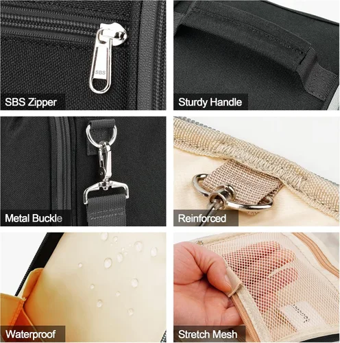 Miniatura 7 de COOSKY Neceser de viaje colgante extragrande para mujeres y hombres, bolsa de higiene, kit organizador de baño y ducha con soportes de banda