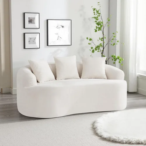 Sofá biplaza sin hueso de 65 pulgadas, moderno y cómodo sofá de nube curvado, sofás de asiento profundo de felpilla para sala de estar, sin montaje,