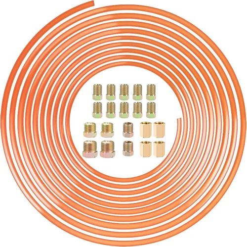 Miniatura 8 de Kit de línea de freno de 3/16 pulgadas, línea de freno recubierta de cobre de 25 pies (con 16 accesorios de línea de freno y 4 uniones de roscas) +