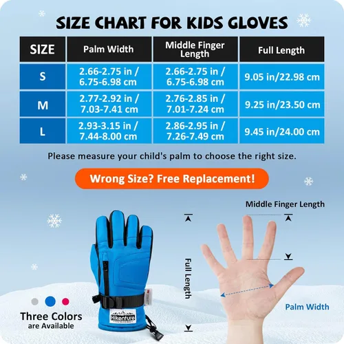Miniatura 6 de Hikenture Guantes de nieve para niños, 3M Thinsulate, guantes de esquí para niños, guantes de nieve para niños y niñas, guantes de invierno