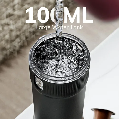 Miniatura 5 de Máquina de café expreso portátil de 100 W con autocalentamiento y lista para el automóvil, compatible con cápsulas NS y café molido, ideal