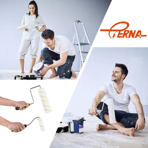 Miniatura 8 de ETERNA Kit de rodillos de pintura, 9 piezas de suministros de pintura para pintura de casa, con bandeja de pintura de metal y rodillos de pintura
