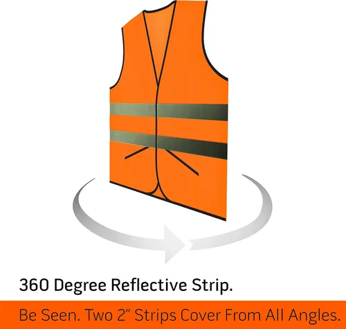 Miniatura 5 de PeerBasics Chaleco de seguridad de bolsillo Paquete a granel reflectante de alta visibilidad para hombres y mujeres Naranja