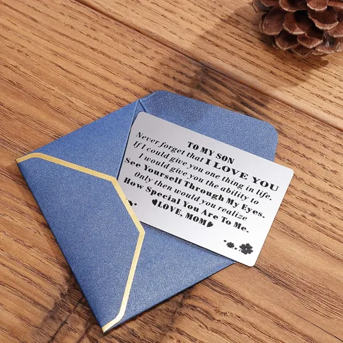 Miniatura 4 de FeiYen Carteras con mensaje grabado personalizado para tarjetas personalizadas para hijo de mamá madre Te amo Despliegue de graduación