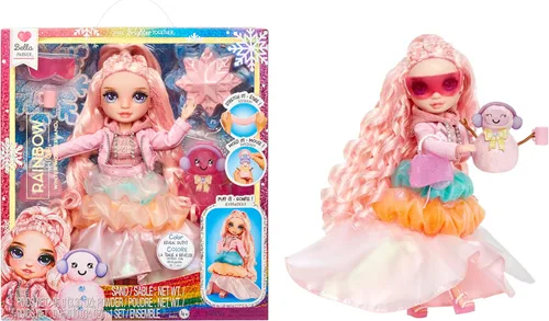Rainbow High Winter Wonderland Bella - Muñeca de moda rosa de 11 pulgadas con nieve mágica oculta en la moda que se hincha con agua y kit de muñeco