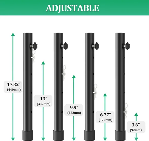 Miniatura 4 de Elevadores de mesa plegables para mesas plegables, patas rectas/dobladas, extensiones de patas de mesa plegables duraderas, 4 niveles/alturas