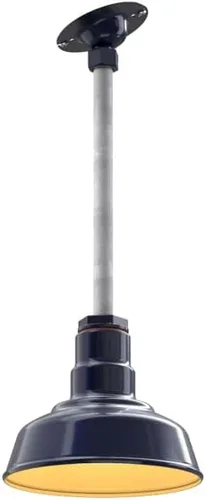 Miniatura 72 de Steel Lighting Co. Inglewood - Lámpara de granero Lámpara montada en el techo Cúpula redonda de 8 pulgadas vástago inclinado de 12 pulgadas