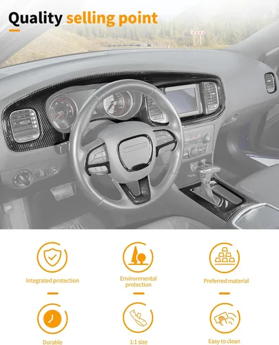 Miniatura 5 de Hoolcar para Dodge Charger 2015+ Kit de Embellecedores de Decoración Interior, Panel Central de Control del Tablero, Embellecedor del Panel