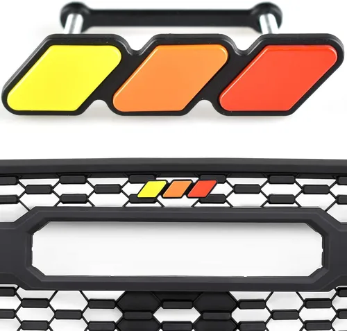 Insignia emblema de rejilla tricolor, accesorios de decoración, etiqueta de coche y camión compatible con los siguientes modelos: Tacoma 4Runner